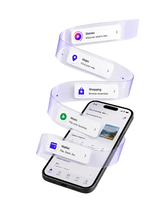 Smartphone with a ribbon of open-web apps and services