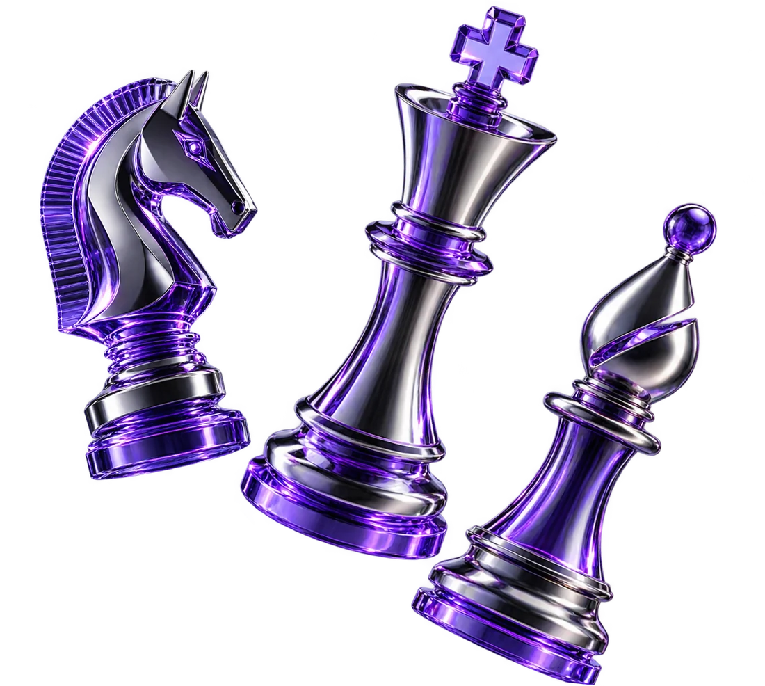 Glass and metal chess pieces representing campaign strategy