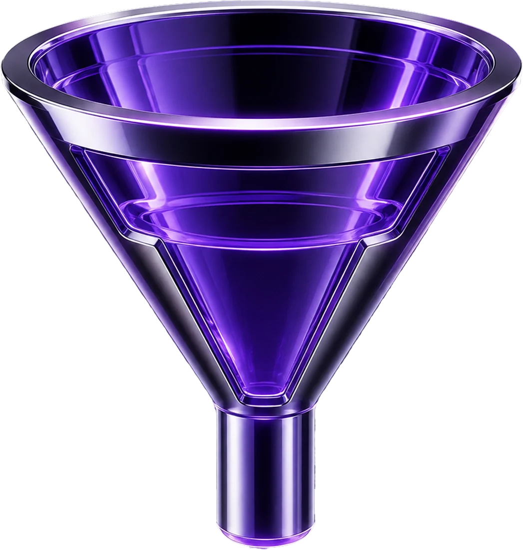 Glass conversion funnel on a pedestal